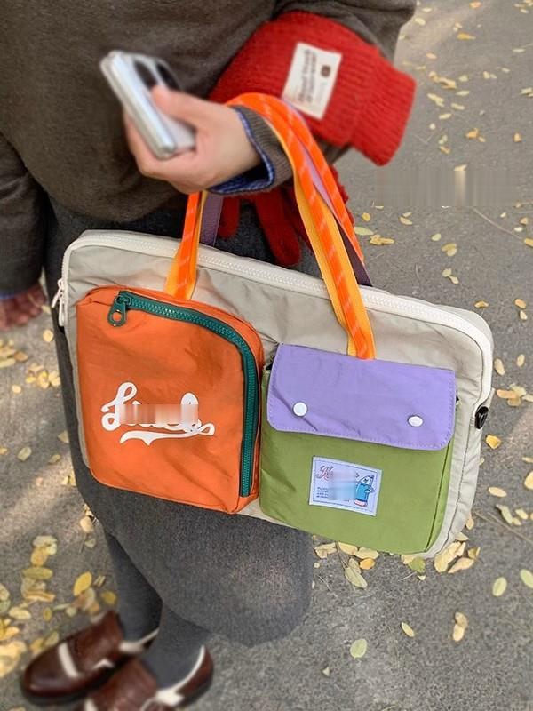 

Милая Дофаминовая Контрастная Диагональная Сумка для Ноутбука Большой Емкости для Хранения Дорожная Внутренняя Сумка Сумка для Планшета Женская