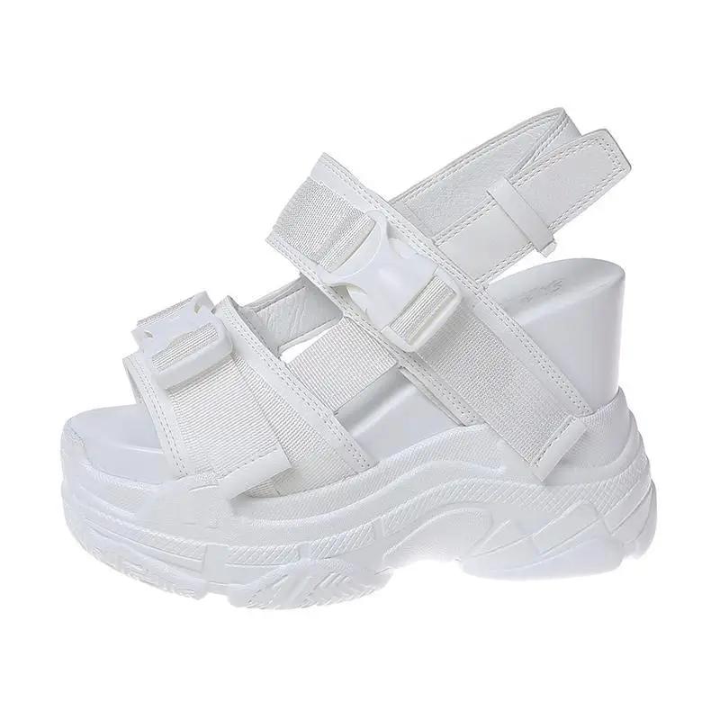 Fashion Summer New High-Heeled Sandals Thick-Soled Plus High Solid Color Open-Toed Sandals Wedge Platform Shoes Women's Shoes Size 34-39