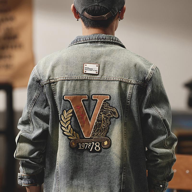 Xintang Men's Wear | Retro Denim Jacket - Trendy Loose Fit, Casual Hong Kong Style for Spring and Autumn