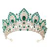 Cenmon Royal Queen Green Crown Big Diadem Bride Tiara Crowns for Women Bridal Wedding Party Crown Hair Dress Jewelry Accessori