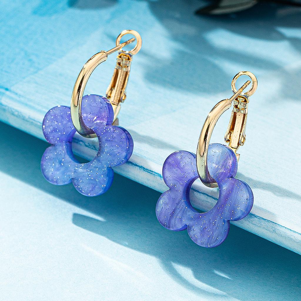 Fashion Exaggerated Flower Earrings Women'S Niche Design Sense Color Temperament Elegant Versatile Earrings