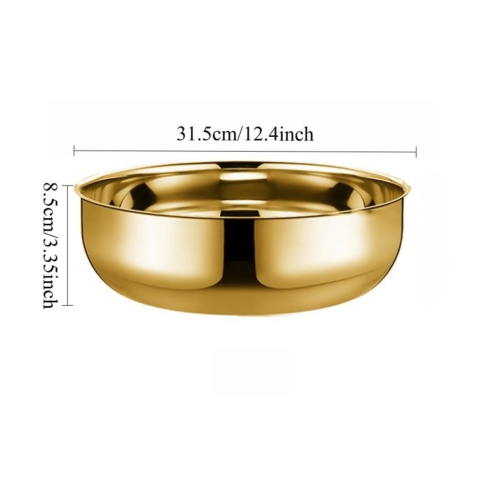 Golden Stainless Steel Mixing Bowl - Corrosion-resistant, Suitable for Kneading Dough, Eating Noodles, and Cleaning Vegetables