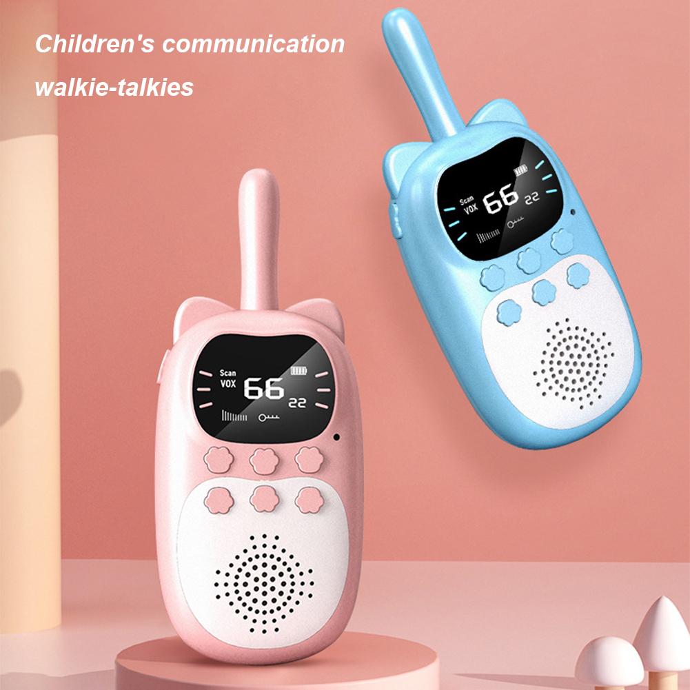 2pcs Cartoon Walkie Talkies Built In 1000mAh Battery Walkie Talkies Toys Long Range 22 Channels Walky Talky for Camping Hiking