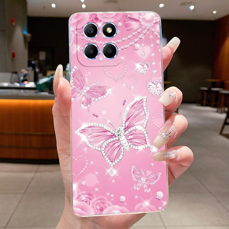 Phone Case For Honor X6 4G/X6S 4G/70 Lite/Play 30M/Honor X8 5G Butterfly Protective Casing Transparent Soft Silicone TPU Cover