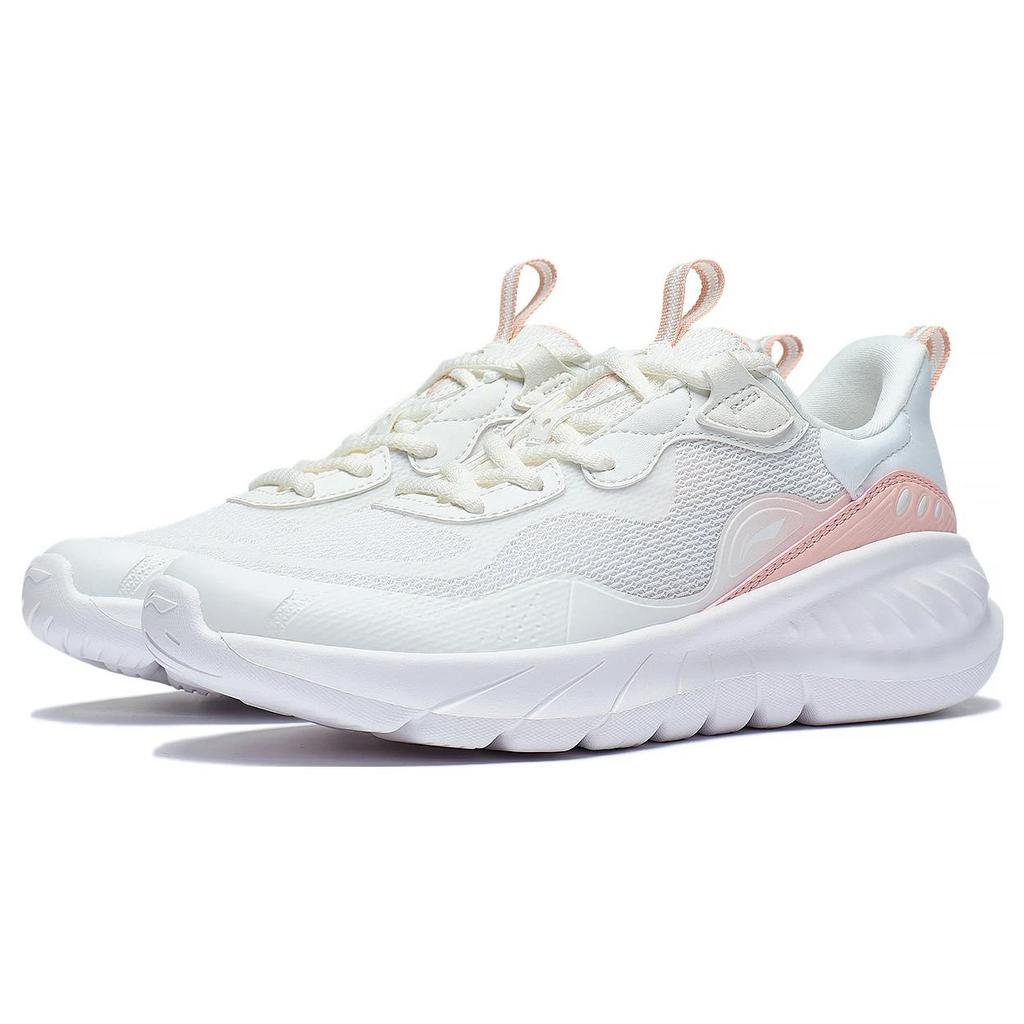 New LiNing EasyFit Fle Cushioning Anti Slip Wear Resistant Breathability Low Top Running Shoes Women's White Pink ARST074-1