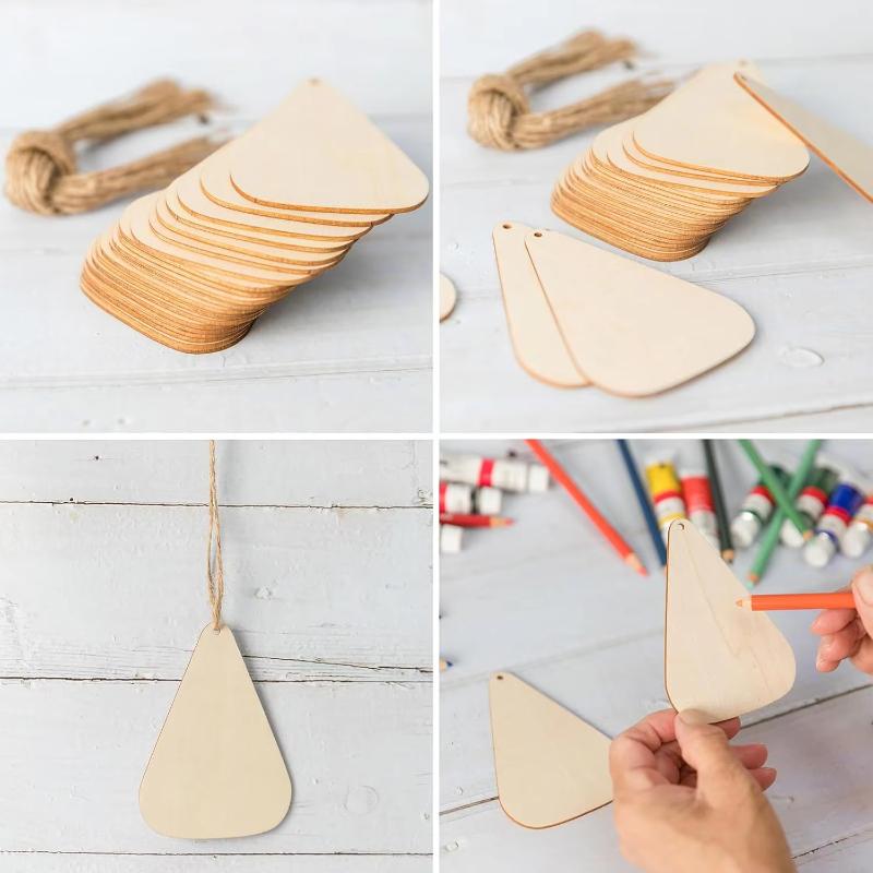 Wooden Candy Corn Shape Halloween Unfinished Wood Candy Corn Flakes Blank Wood Chips Wooden Twin Art Decorations for Halloween
