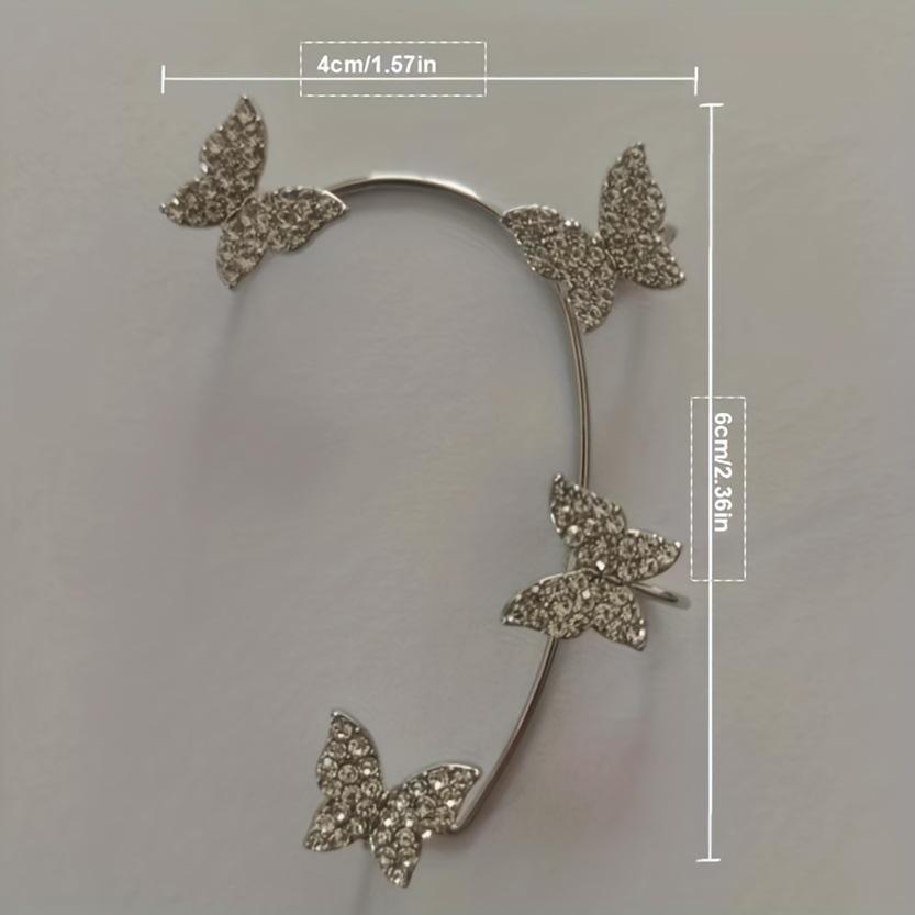 High-End Rhinestone Butterfly & Star Tassel Ear Cuff with Zirconia - No Piercing Required