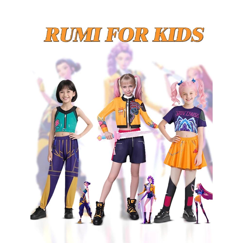 K-POP Dämonenjäger Cosplay Kostüm Rumi Zoey Mira Halloween Performance Outfits Geburtstagsparty Stoff Rollenspiel Kostüm