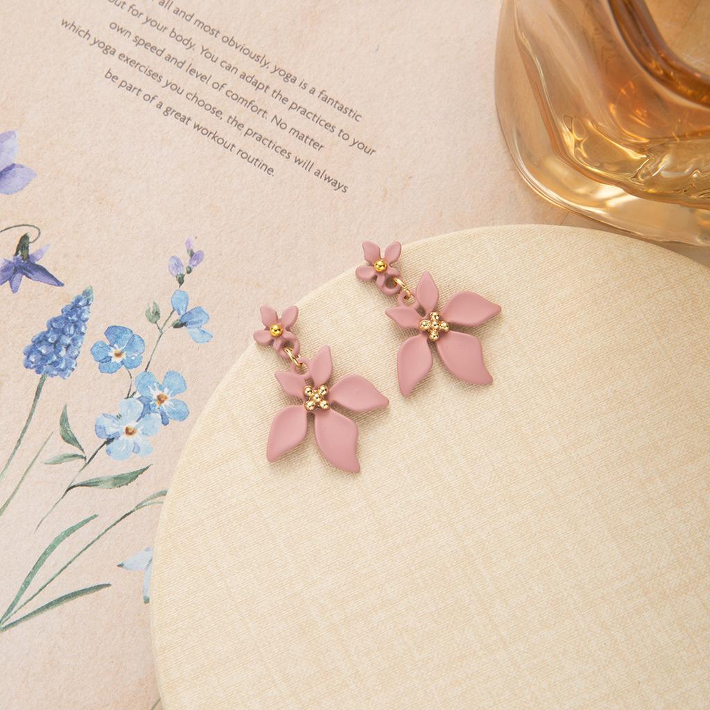 Silver Needle Spring New Small Fresh Flower Earrings High-end Forest Five-Petal Flower Stud Earrings Cute Holiday Earrings