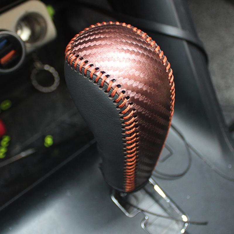 Car Gear Shift Knob Cover For Hyundai Ix35 Sonata 8 2010-2015 Leather Gearbox Shift Knob Cover Gearbox Handle