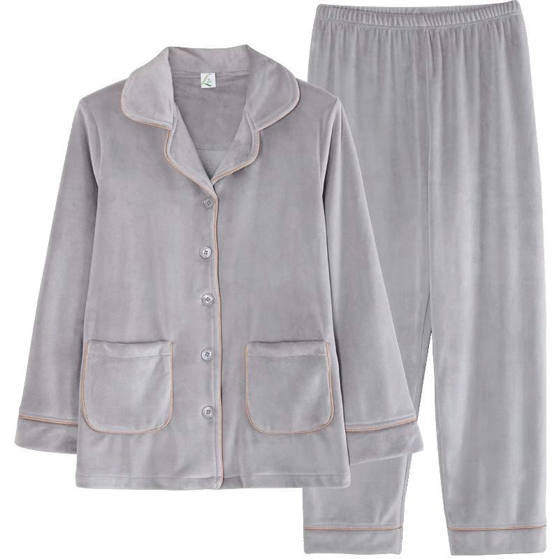 Couple Pajamas Men And Women Autumn And Winter Coral Fleece Thickened Warm Long-Sleeved Island Fleece Loungewear Spring And Autumn Suit