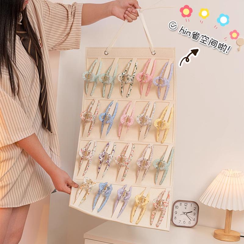 Wall-Mounted Shark Clip Headband Organizer with Multi-Layer Display and No-Punch Installation