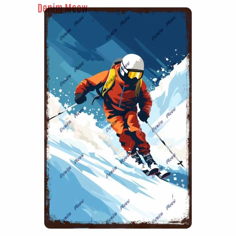 Vintage Ski Patrol Metal Poster, Retro Apres Skiing Tin Sign, Outdoor Winter Sports, Ski Team Printing Decoration, Plates, WY262
