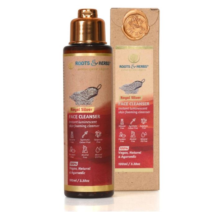 Face Wash Gel with Silver (100 Ml), Royal Silver Indulgence Face Wash, Roots & Herbs