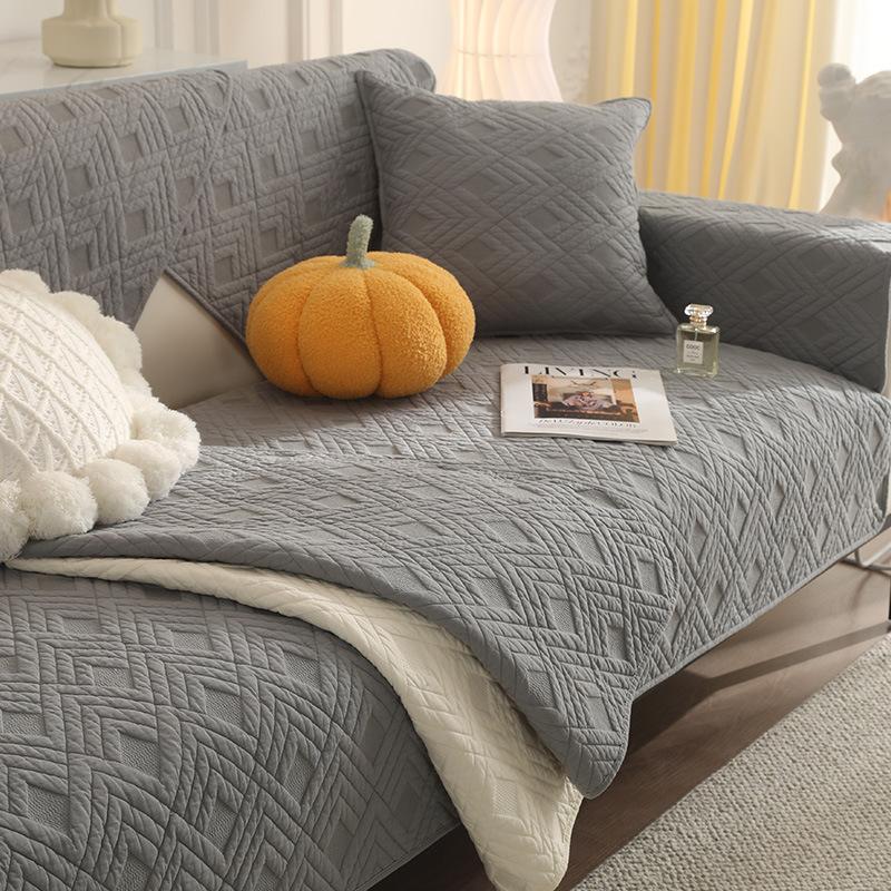 New Solid Color Sofa Seat Cushion Pure Cotton Cloth Non-slip Simple Four-season Cotton Sofa Cushion Cover Towel