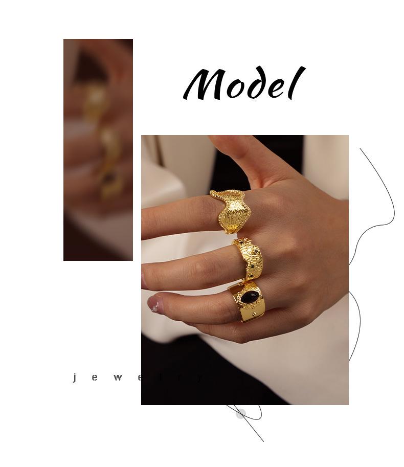European American Women's Minimalist Geometric Textured Open Ring - Irregular Bark Design