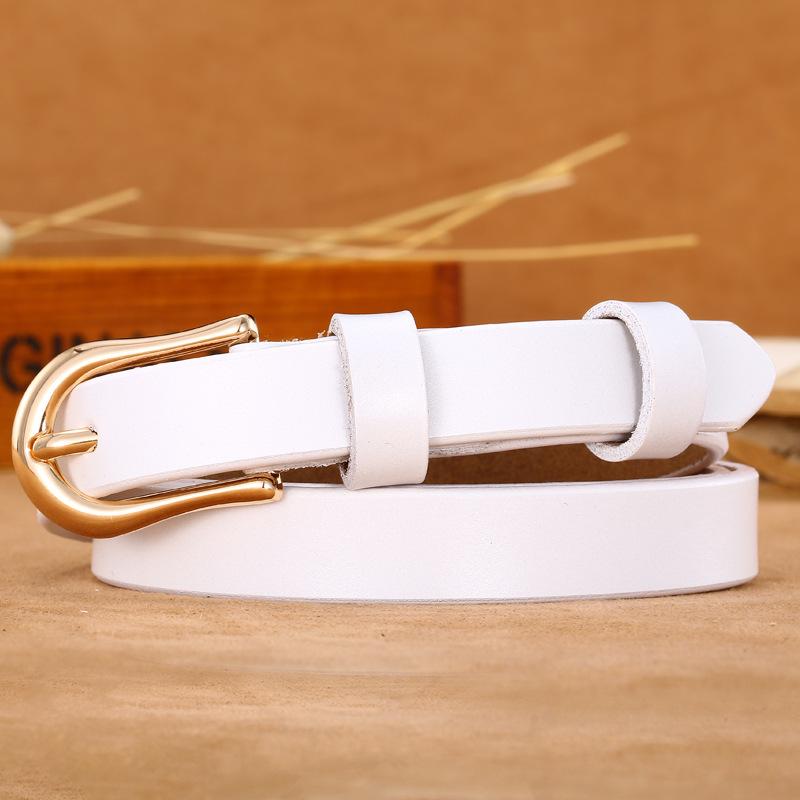 Light Gold Button Head, Women'S Thin Belt, Women'S Casual Cowhide Belt, Belt.