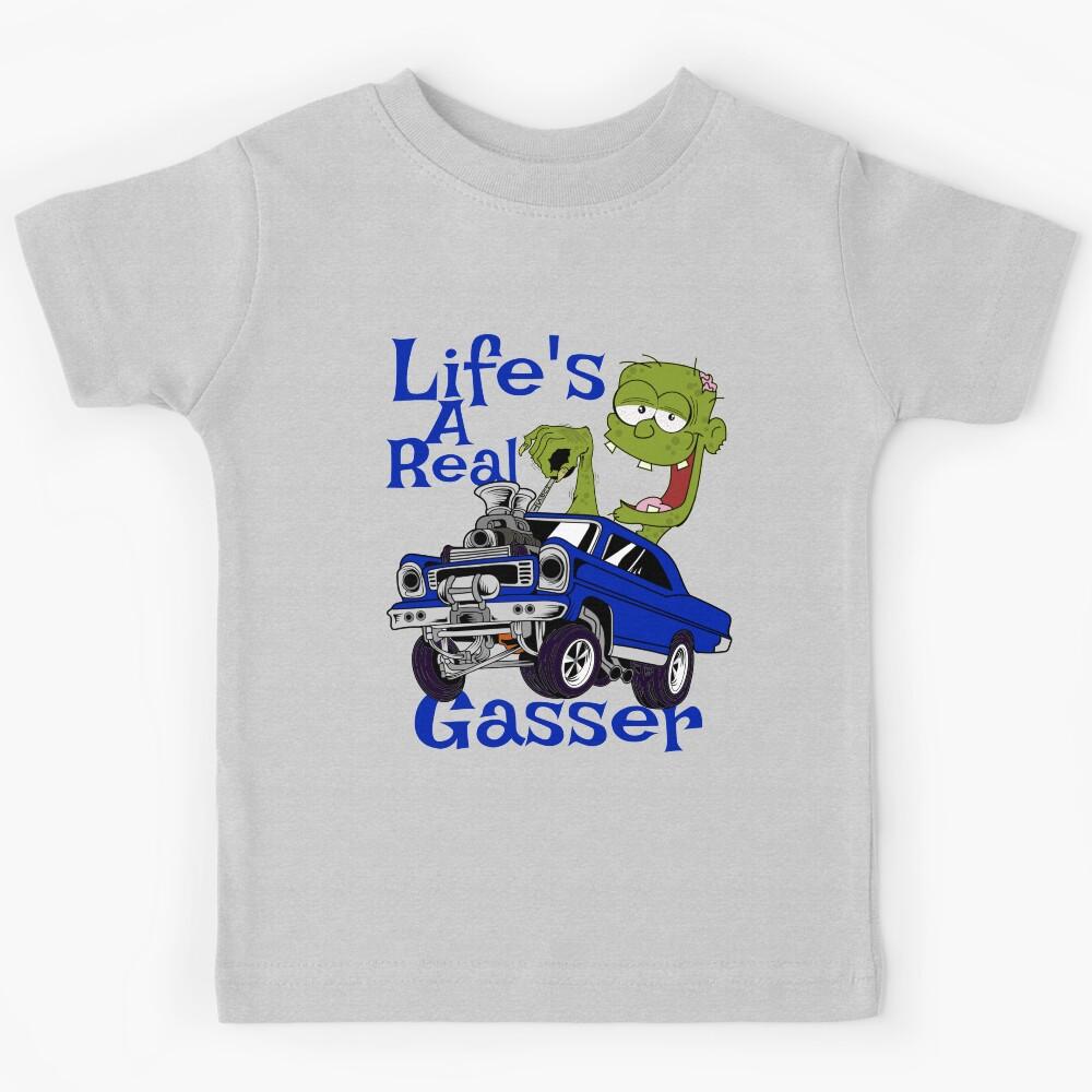Hot Rod Gasser Cartoon Outlaw Drag Racing Blown Street Car Kids T-Shirt 120