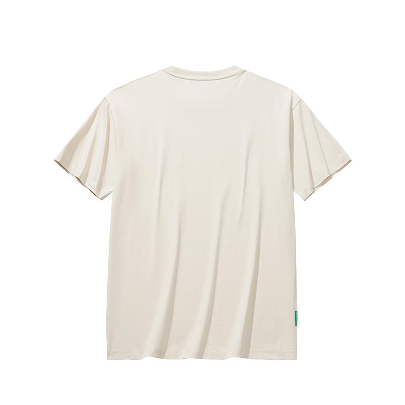 Anta Team Zero Solid Color Round Neck Comfortable Breathable Versatile Short Sleeve T-Shirt Unisex Tops Oat-Milk-Gray 172536105G-1