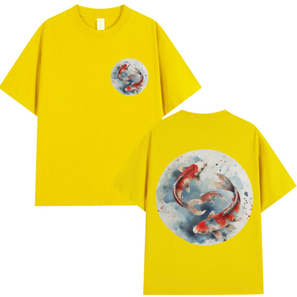 Japanese Koi Carp Fish Sakura Art Tokyo Style T Shirt Unisex Women Fashion Harajuku Vintage Tshirt Oversized Cotton Casual Tees