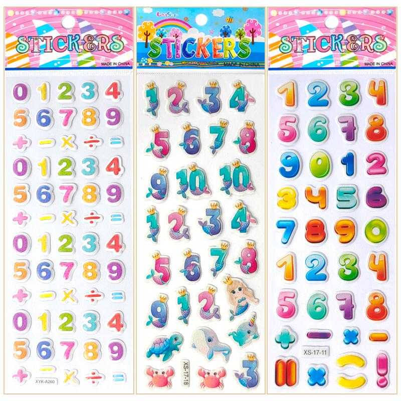 6/12 Sheets Letters Number 3D Puffy Stickers English Alphabet Birthday Festival Gift for Adult Boy Girl Scrapbook Decoration ZYF