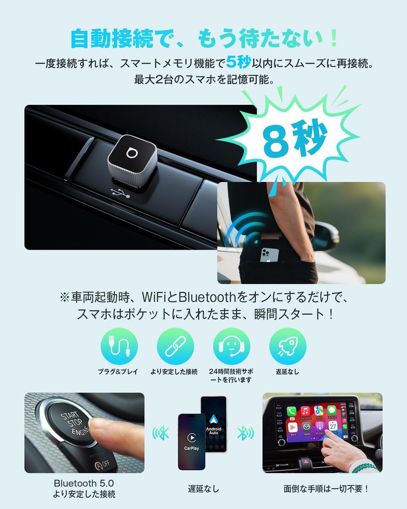 OTTOCAST MINI Slim, Autocast Mini, CarPlay & Android Auto, Wireless-Adapter, neuestes Modell 2025