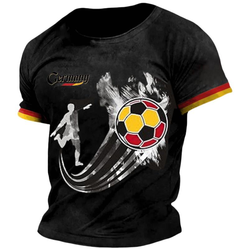 Germany National Flag Print Men's T Shirt Outdoor Football Sports Jersey Summer Casual O-neck Short Sleeve Tees Fashion Fan Tops