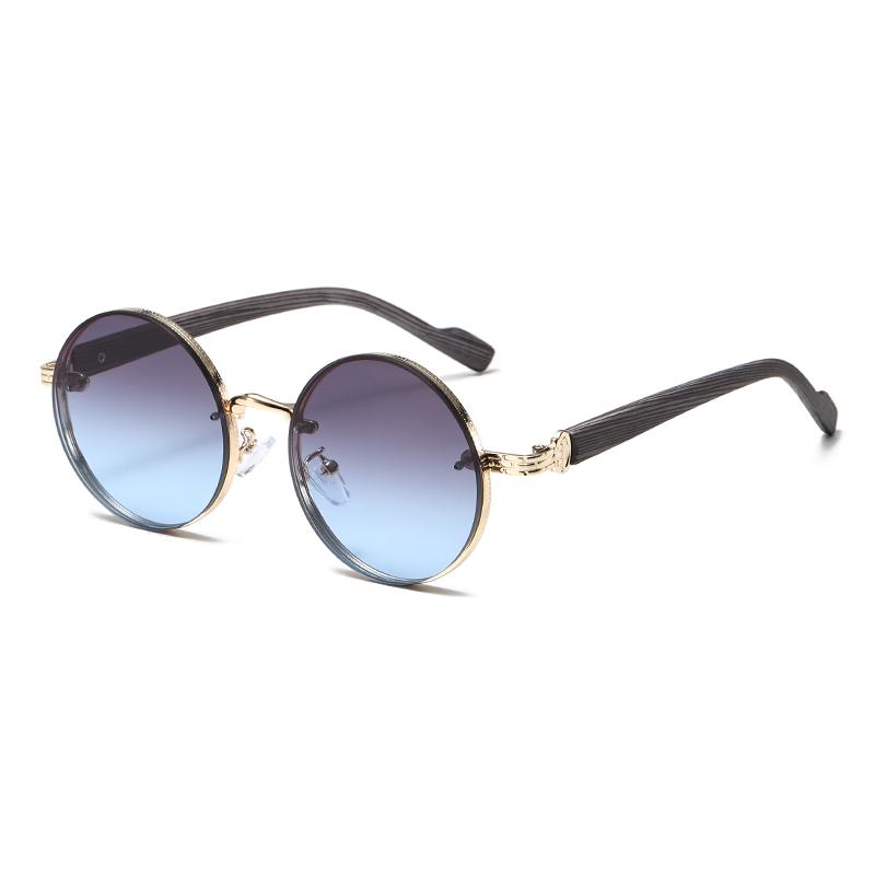

Vintage Round Sunglasses 2026 Fashion Classic Gradient Outdoor Shades Trendy Luxury Brand Design Metal Rim Sun Glasses 2453 синий