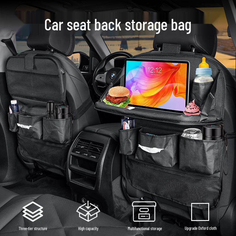 

Многофункциональный органайзер на спинку сиденья автомобиля и складной детский обеденный столик Black (Popular Color)