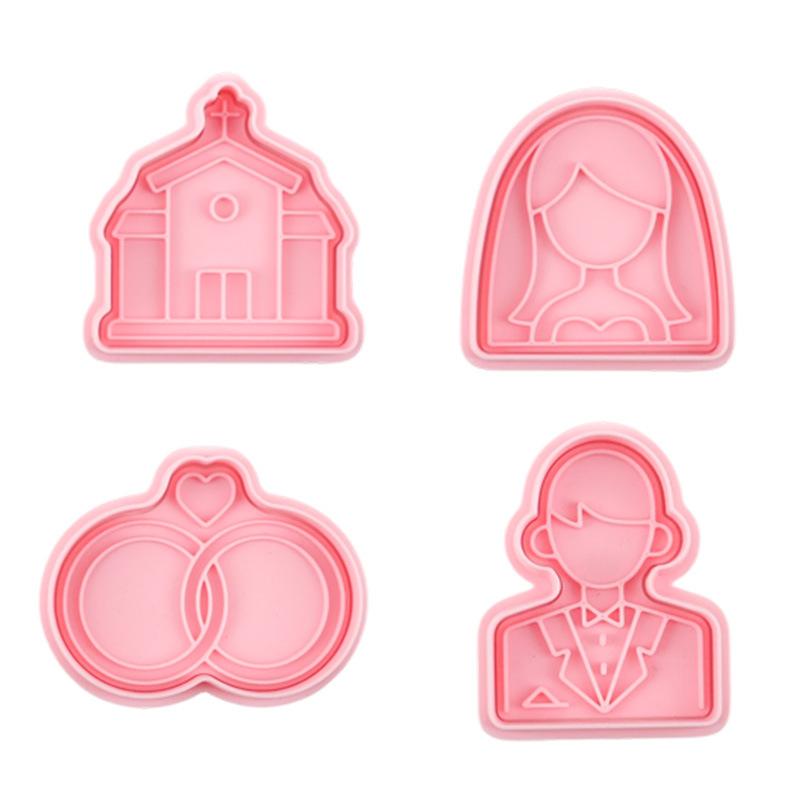 1/4Pcs 3D Valentine'S Day Wedding Cookie Cutters Biscuit Mold Cookie Mould Stamp Party Decor Baking Tools