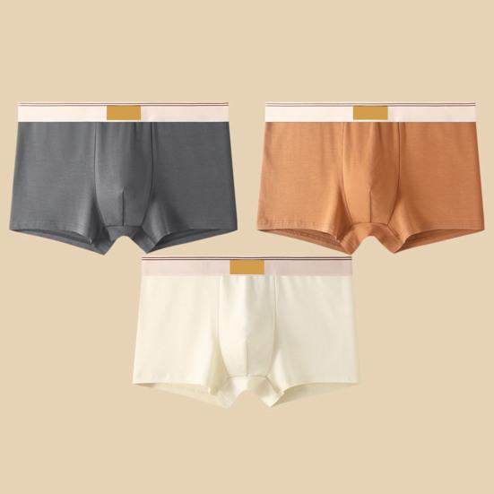 Men Boxer Underwear Mid-rise Wide Elastic Waistband Patchwork Color U-Convex Shorts Briefs Breathable Panties