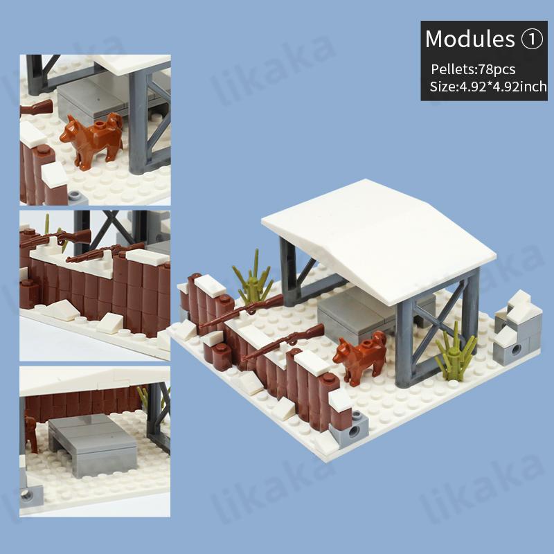 MOC Schneebedeckte Militärbasis Bausteine Militäraußenposten Blöcke Spielzeug für Jungen DIY Konstruktionsspielzeug Kompatibel mit Klassischen Steinen