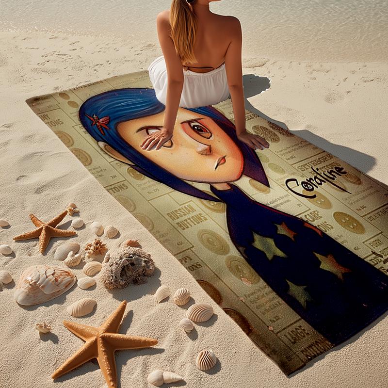 Moonlit Mystery Cora-line Beach Towel, Super Soft Microfiber, Gift for Her/Him, Birthday, for Pool, Beach, Travel, Home Decor Fan gifts