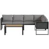 Modular Outdoor Corner Garden Lounge Set 6 People, Sofas, Coffee Table and Cushions, Dark Grey