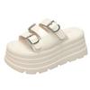 8,5 cm Mikrofiber Syntetisk Skinn Flats Sommer Utenfor Peep Toe Mote Dame Sandal Tøfler Pumps High Platform Kilesko
