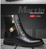 Stivali Martin da Uomo 2025 in Pelle Nera a Mezza Gamba, Vera Pelle, Resistenti all'Usura, con Zip