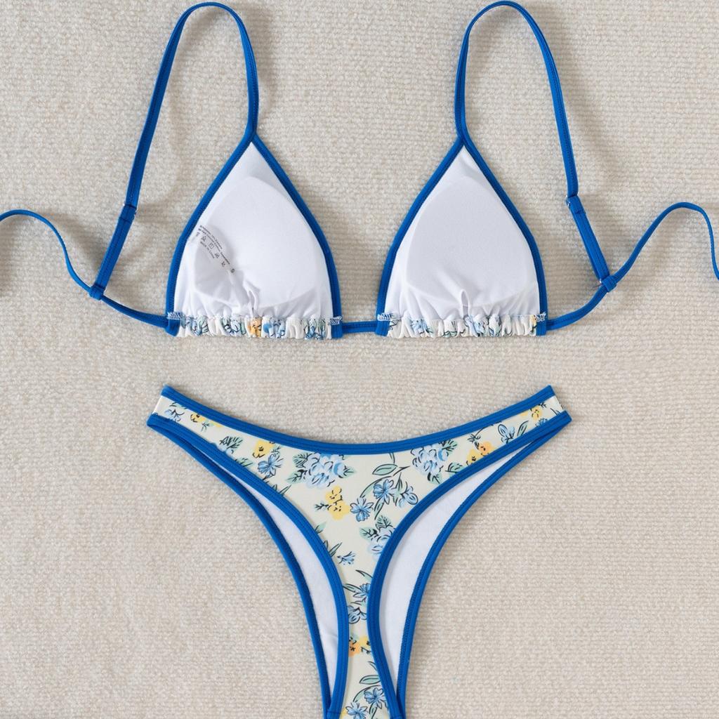 Small Floral Triangle Sexy Bikini Two Piece Set Elegant Women Swimwear