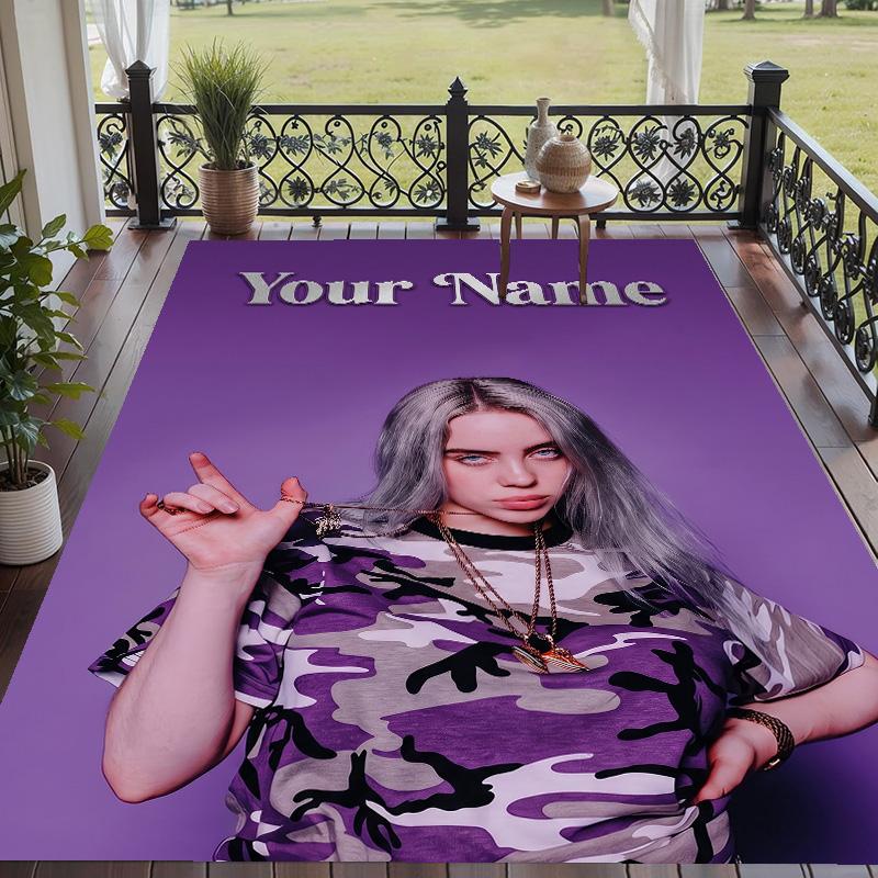 Custom Text Printed Rug Billie Eilish Non Slip Floor Carpet For Home Room Decor