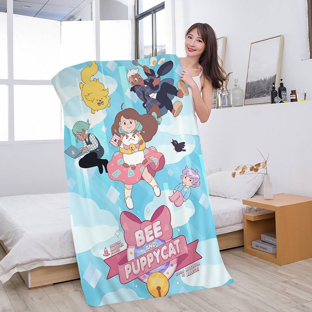 Bee And P-Puppycats Anime Microfiber Blanket Quick Drying Beach Towels Oversized Printing Super Absorbent Pool Towel Blanket