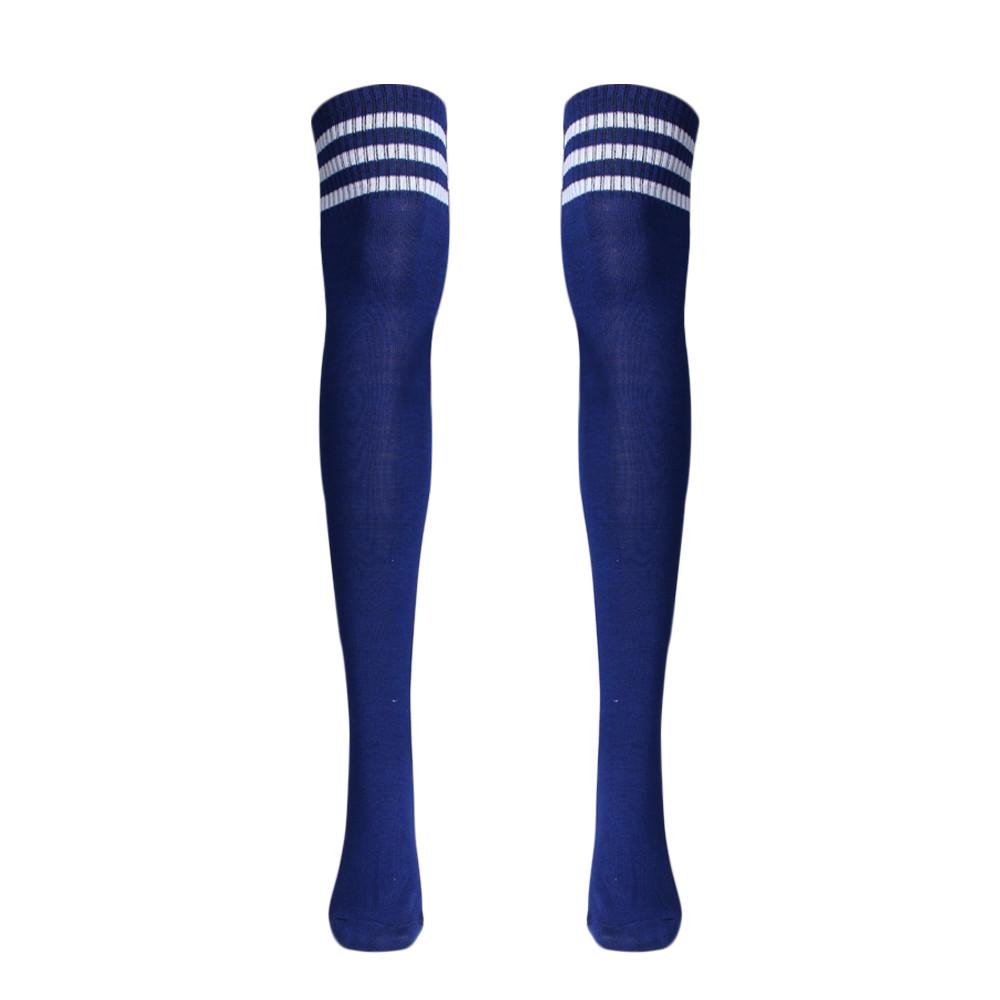 1 Paar oberschenkelhohe Socken über dem Knie für Mädchen, Fußballsocken, Schwarz