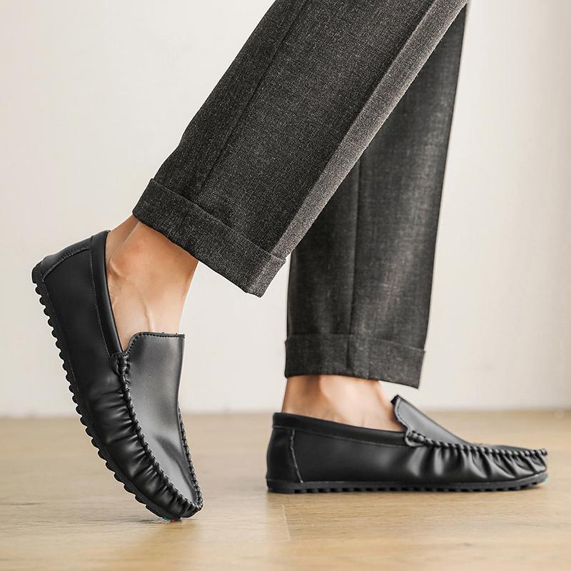 Fashion Non Slip Walking Office Work Shoes Mens Leather Shoes 2025 Casual Slip on Formal Dress Loafers Breathable Soft Flats for Male