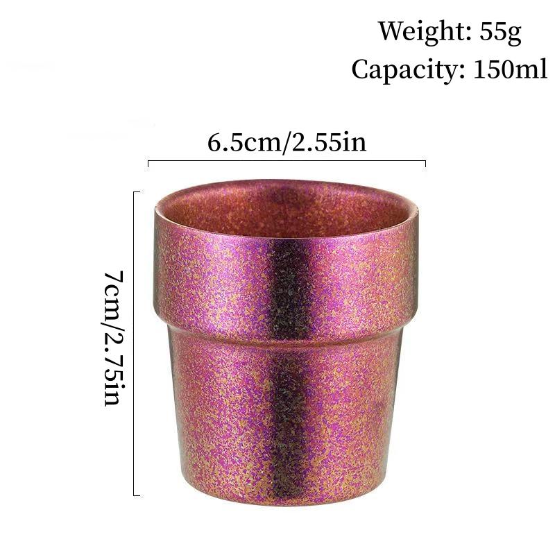 Pure Titanium Double-Wall Coffee Mug,Outdoor Camping Water Cups Home Drinking Office Tea Mug 150 ml Beer Luxury-Feel Juice Cup