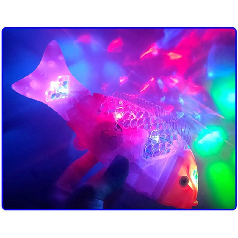 Glow Swing Fish LED Electric Fish for Toddler Girls Boys for w/ Music LED Flashing Light Outdoor Festival Flea Market Su