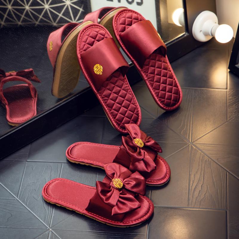 Auspicious Red Wedding Slippers Set for Bride & Groom - Spring/Summer Collection