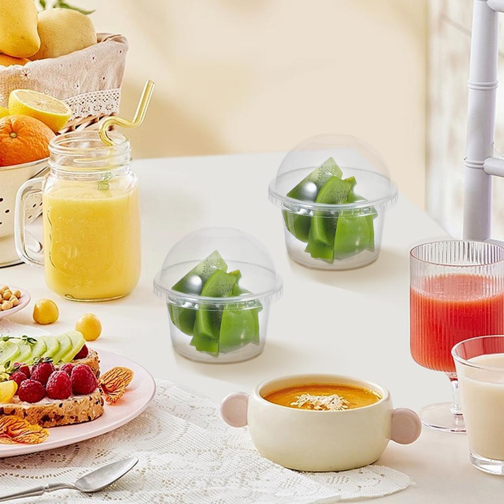50 Pcs Dessert Cup Disposable Pudding Yogurt Container Ice Cream with Lid Plastic Cups
