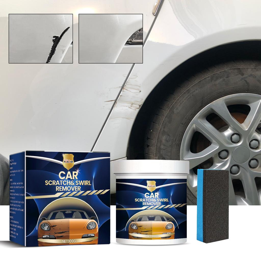 Homonth Car Wax Scratch Swirl Remover Solvent Car Polish Car Polish Solvent 100g Car Wax With Sponge For Repair Paint Scratches