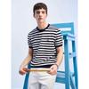 Tricou Bărbați Tricotat cu Dungi Mânecă Scurtă