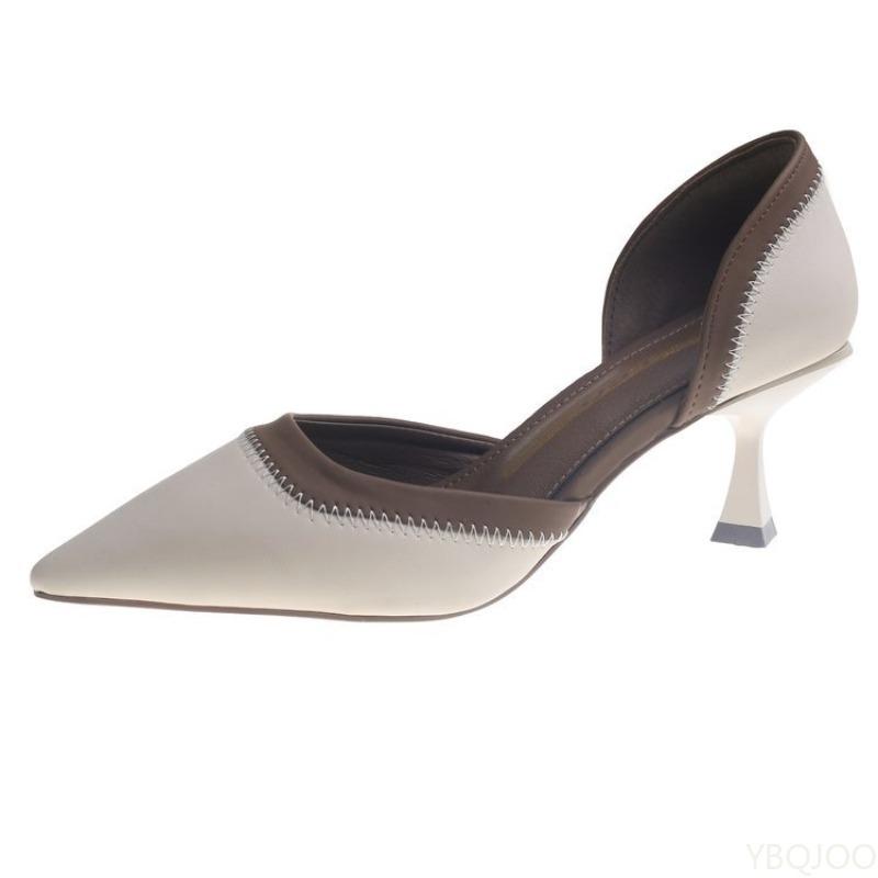 Fashion New Elegant Summer High Heels Pointed Women's Sandals Daily Casual Fine Heels Color Blocked Elegant Single Shoes