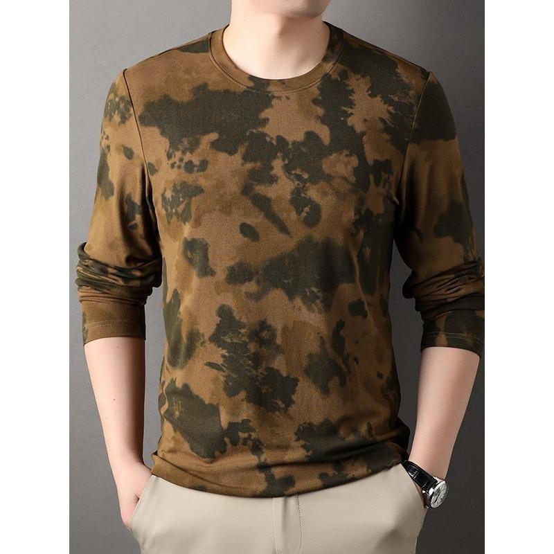Spring and Autumn T-shirt Men's Long Sleeve New Youth Fashion Printed Round Neck Men's T-shirt Casual Bottoming Shirt