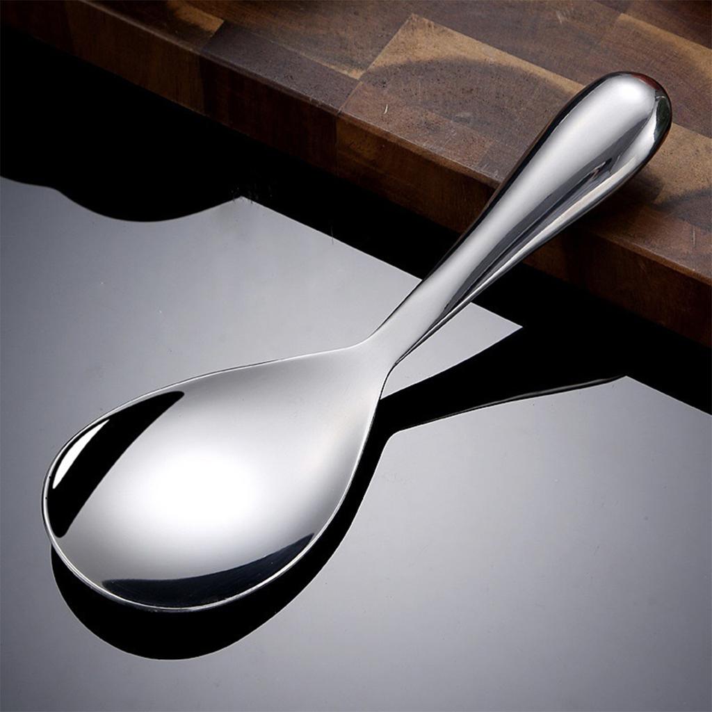 1 Stück Reislöffel aus Edelstahl Mehrzwecklöffel mit langem Griff Buffet-Servierlöffel Suppenlöffel Haushaltsküchenhelfer